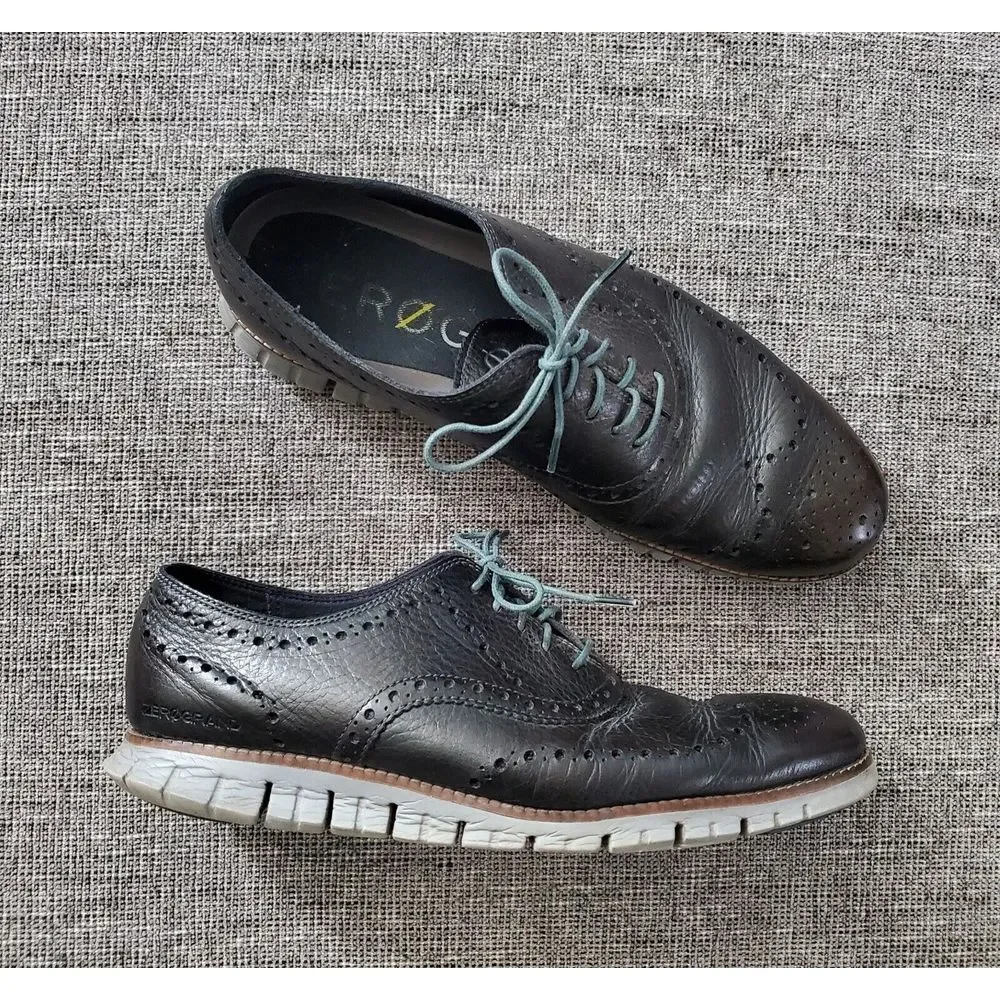 Cole Haan Zerogrand Mens Wingtip Oxford Black/Gray Dress Shoes C25005‎ Size 9.5M